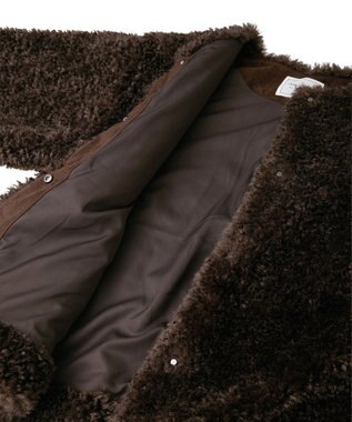 AMERICAN HOLIC ノーカラーフェイクファーコート Brown