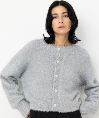 NAVE 【Nave・洗える】ラメニット カーディガン シルバー系