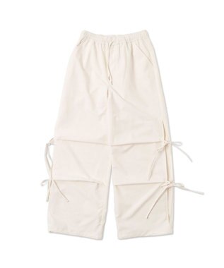 WEGO 【ウエストゴム】サイドリボンパラシュートパンツ オフホワイト