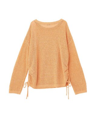 Green Parks サイドシャーリング透かし編みニットプルオーハ Orange