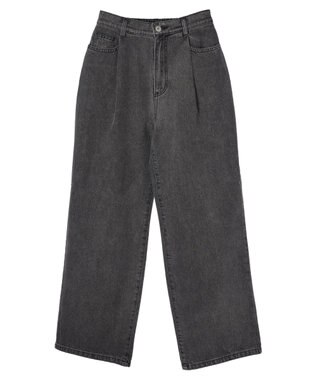 earth music&ecology タックルーズデニムパンツ Black