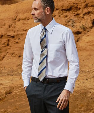 GOTAIRIKU 【形態安定/コンバーチブルカフス仕様】PREMIUMPLEATS_レギュラーカラー 通年ドレスシャツ ホワイト系