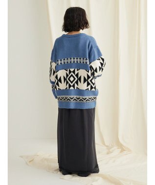 CRAFT STANDARD BOUTIQUE オルテガ柄ニットＺＩＰブルゾン Sax