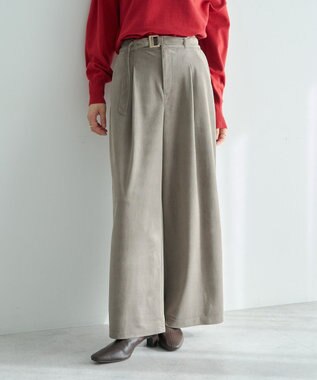 YECCA VECCA ベルテッドカルゼ起毛ワイドパンツ