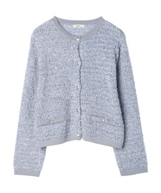 earth music&ecology ファンシーツイードカーディガン Blue