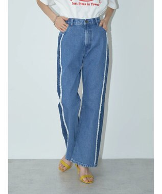 earth music&ecology Ｌｅｅ×ｅ．ｍ．ａ．ｅ　切替デニムフレアパンツ Indigo