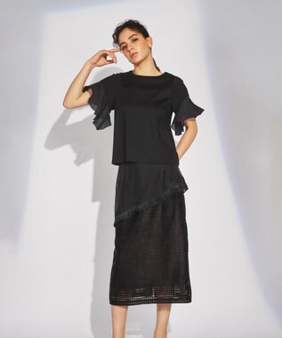 GRACE CONTINENTAL フレアスリーブカットトップ ブラック