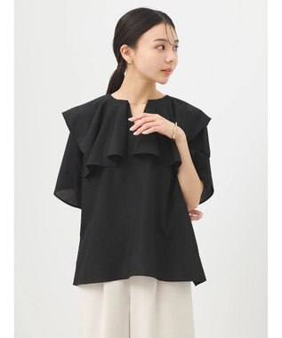 earth music&ecology ビッグカラーチェーンブラウス Black