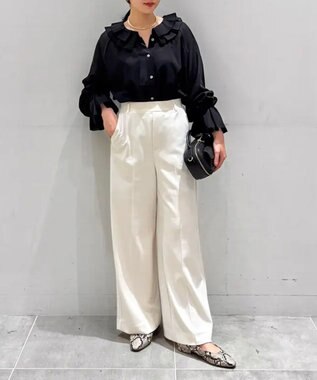 #Newans 【LEE掲載アイテム】【前後着用可能】ビッグカラー２WAYブラウス ブラック