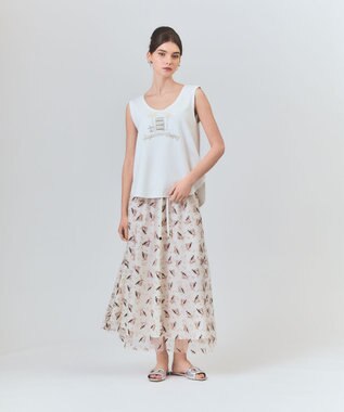 GRACE CONTINENTAL ビジューモチーフノースリーブ ホワイト