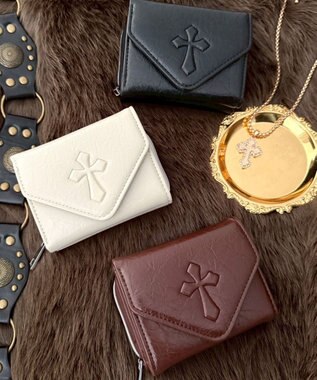 WEGO エンボスクロスウォレット ブラウン