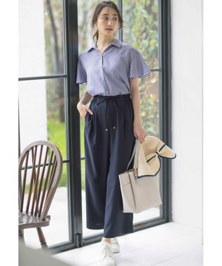 ANY SIS L 【速乾・接触冷感】スムージーポリエステル シャツ ブラウス ライトブルー