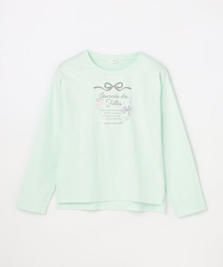 ANY KIDS 【綿100%】ロゴプリント 長袖Tシャツ ミント