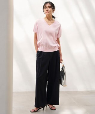 UNFILO L スゴ機能美 Vネック ニット ピンク