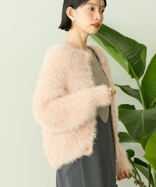 AMERICAN HOLIC シャギーニットクルーネックカーディガン Pink