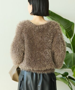 AMERICAN HOLIC シャギーニットクルーネックカーディガン Mocha