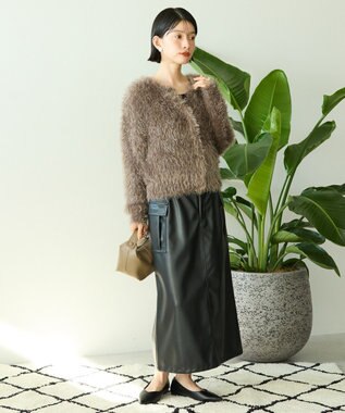 AMERICAN HOLIC シャギーニットクルーネックカーディガン Mocha