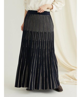 CRAFT STANDARD BOUTIQUE 配色ストライプニットスカート Black