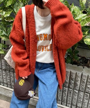 WEGO モヘアライクBIGカーディガン ダークオレンジ