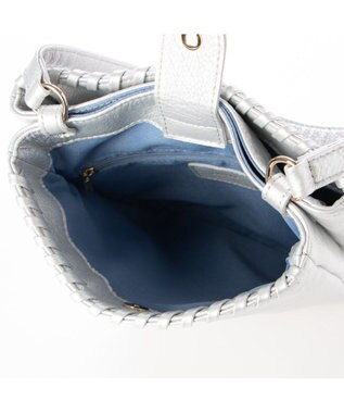 UNBILLION perche 牛革ソフト3層かがり2wayショルダーバッグ シルバー