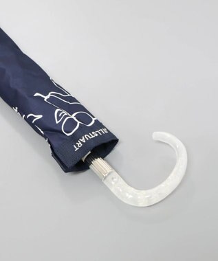 AURORA JILL STUART（ジル スチュアート） マーカーペインティングフルーツプリント晴雨兼用傘（トップフラット・折りたたみ） ネイビー