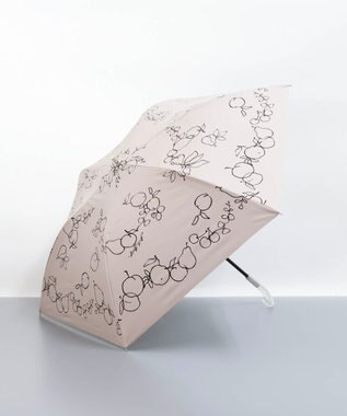 AURORA JILL STUART（ジル スチュアート） マーカーペインティングフルーツプリント晴雨兼用傘（トップフラット・折りたたみ） ベージュ