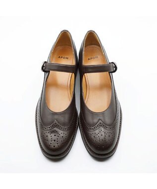 APOM 本革メリージェーンブローグシューズ 30 ダークブラウン