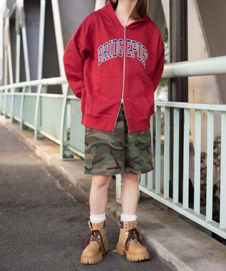 WEGO カレッジロゴビッグジップパーカー レッド