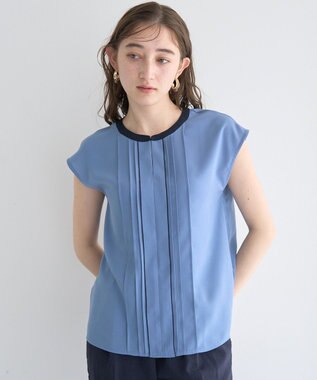 YECCA VECCA 配色タックデザインブラウス