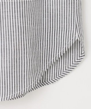 ANY 【洗濯機可能】ダブルポケット クロップドシャツ ストライプ