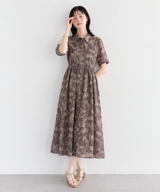 YECCA VECCA サファリ柄フレアシャツワンピース