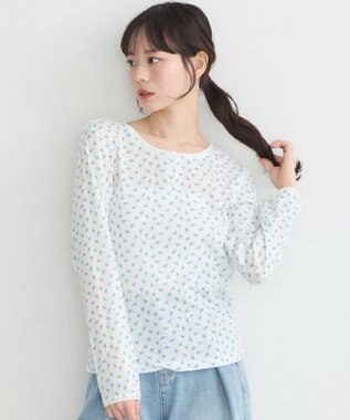 earth music&ecology アイレットジャカードタイトプルオーバー Blue