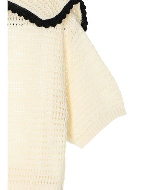 Green Parks クロシェ風セーラーカラーニット Off White