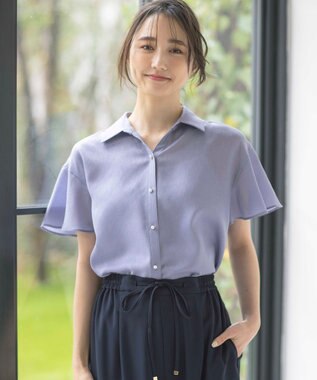 ANY SIS S 【速乾・接触冷感】スムージーポリエステル シャツ ブラウス ライトブルー