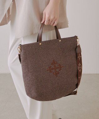 russet スリム2WAYトートバッグ <ナイロンラフィア>(CE-1717-WEB) D.Brown