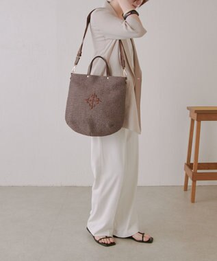 russet スリム2WAYトートバッグ <ナイロンラフィア>(CE-1717-WEB) D.Brown