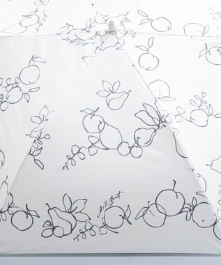 AURORA JILL STUART（ジル スチュアート） マーカーペインティングフルーツプリント晴雨兼用傘（トップフラット・折りたたみ） ネイビー