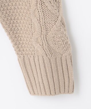 ANY 【洗濯機可】スキッパーソフトタッチアラン柄ニット ベージュ