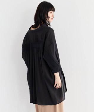 YECCA VECCA リブMIXシアーオーバーシャツ Black