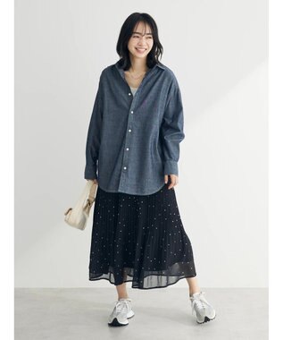 Green Parks シフォンプリーツスカート Dot Black