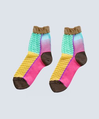 COQ しまうま シアーストライプソックス ピンク