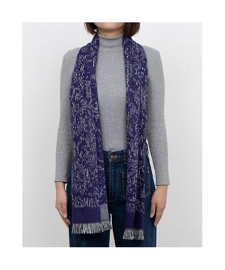 UNBILLION カシュネ cache nez / レース柄グレンチェックマフラー パープル