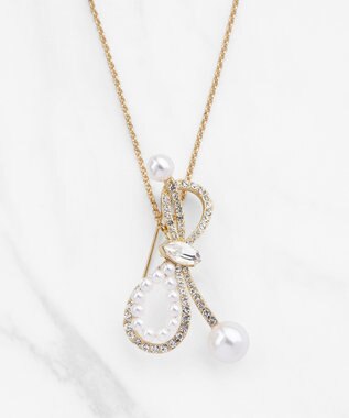 TOCCA 【八木アリサさん着用】SHAKE RIBBON 2WAY BROOCH NECKLACE ブローチネックレス ゴールド系