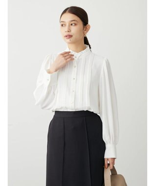 Green Parks ・ＥＬＥＮＣＡＲＥ　ＤＵＥ　イロイロ釦ピンタックブラウス Off White