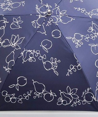 AURORA JILL STUART（ジル スチュアート） マーカーペインティングフルーツプリント晴雨兼用傘（トップフラット・折りたたみ） ネイビー