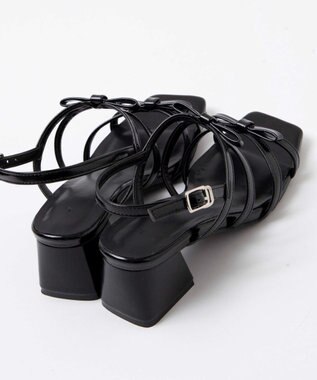 WEGO リボンヒールサンダル ブラック