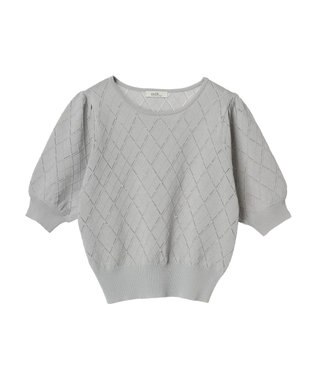 earth music&ecology アーガイルスカシパールニットプルオーバー Light Gray