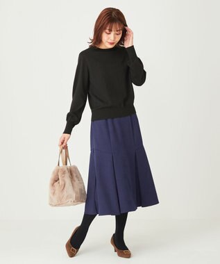 ANY SIS 【洗える】タックマーメイド スカート ネイビー