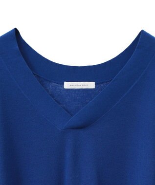 AMERICAN HOLIC バイパチＶネックロングニットプルオーバー Blue