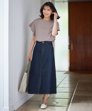 ANY 【接触冷感/UVケア/シワになりにくい】フレアスリーブ TブラウスⅡ グレージュ